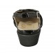 Woman's sandal with removable insole in black patent leather and pierced suede wedge heel 4