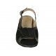 Woman's sandal with removable insole in black patent leather and pierced suede wedge heel 4 - Available sizes:  31, 32, 33, 34, 42, 43, 44
