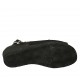 Woman's sandal with removable insole in black patent leather and pierced suede wedge heel 4
