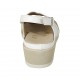 Sandale pour femmes avec semelle interieur amovible en cuir blanc, platine et imprimé lamé cuivre talon compensé 4 - Pointures disponibles:  31, 32, 34, 44