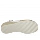 Woman's sandal with removable insole in white, platinum leather and copper laminated printed leather wedge heel 4