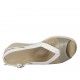 Woman's sandal with removable insole in white, platinum leather and copper laminated printed leather wedge heel 4