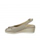 Woman's sandal with removable insole in pearly platinum leather wedge heel 4