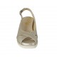Woman's sandal with removable insole in pearly platinum leather wedge heel 4