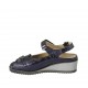 Woman's sandal with velcro strap and removable insole in blue laminated leather wedge heel 4 - Available sizes:  31, 34, 43, 44