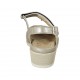 Woman's sandal with velcro strap and removable insole in pearly platinum leather wedge heel 4