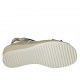 Woman's sandal with velcro strap and removable insole in pearly platinum leather wedge heel 4 - Available sizes:  31, 33, 42, 43, 44, 45