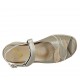 Woman's sandal with velcro strap and removable insole in pearly platinum leather wedge heel 4 - Available sizes:  31, 33, 42, 43, 44, 45