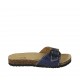 Woman's mules in blue printed leather with buckle wedge heel 2 - Available sizes:  34, 42, 43