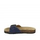 Woman's mules in blue printed leather with buckle wedge heel 2 - Available sizes:  34, 42, 43