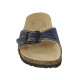 Woman's mules in blue printed leather with buckle wedge heel 2 - Available sizes:  34, 42, 43