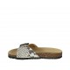 Woman's mules in printed leather with buckle wedge heel 2