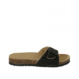 Mule pour femmes en cuir imprimé noir avec boucle talon compensé 2 - Pointures disponibles:  34, 42, 43, 44