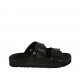 Woman's open mules with buckles in black leather wedge heel 2 - Available sizes:  32, 33, 34, 42, 44