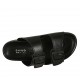 Sabo abierto para mujer con hebillas en piel negra cuña 2 - Tallas disponibles:  32, 33, 34, 42, 44