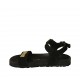 Woman's sandal in black suede with strap, buckle, accessory and wedge heel 2 - Available sizes:  32, 33, 34, 42, 43, 45