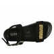 Sandalia para mujer en gamuza negra con cinturon, hebilla, acessorio y cuña 2 - Tallas disponibles:  32, 33, 34, 42, 43, 45