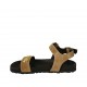 Woman's sandal in beige suede with strap, buckle, accessory and wedge heel 2
