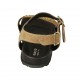 Woman's sandal in beige suede with strap, buckle, accessory and wedge heel 2