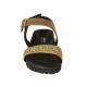 Woman's sandal in beige suede with strap, buckle, accessory and wedge heel 2