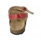 Woman's sandal in red patent leather with strap, buckle, accessory and wedge heel 2