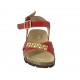 Woman's sandal in red patent leather with strap, buckle, accessory and wedge heel 2 - Available sizes:  32, 33, 34, 42, 43