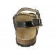 Woman's sandal in black patent leather with strap, buckle, accessory and wedge heel 2 - Available sizes:  33, 34