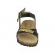 Woman's sandal in black patent leather with strap, buckle, accessory and wedge heel 2 - Available sizes:  33, 34