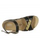 Woman's sandal in black patent leather with strap, buckle, accessory and wedge heel 2 - Available sizes:  33, 34