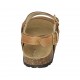 Woman's strap sandal with buckle in tan brown leather wedge heel 2