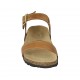 Woman's strap sandal with buckle in tan brown leather wedge heel 2