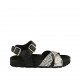 Sandalia para mujer con cinturon y hebilla en piel negra y estampada cuña 2 - Tallas disponibles:  32, 34, 42, 43, 44
