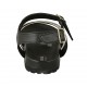 Woman's strap sandal with buckle in black leather and printed leather wedge heel 2