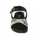 Sandalia para mujer con cinturon y hebilla en piel negra y estampada cuña 2 - Tallas disponibles:  32, 34, 42, 43, 44