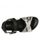 Sandalia para mujer con cinturon y hebilla en piel negra y estampada cuña 2 - Tallas disponibles:  32, 34, 42, 43, 44