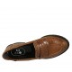 Woman's mocassin in tan brown printed leather heel 5