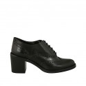 Oxfordschuh mit Schnürsenkeln für Damen aus schwarzem Leder Absatz 7