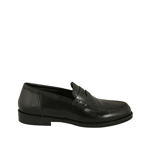 Mocasino para mujer en piel de color negro tacon 2 - Tallas disponibles:  32, 33, 34, 43, 44, 45
