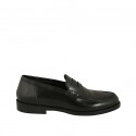 Mocassin pour femmes en cuir de couleur noir talon 2