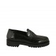 Mocassin pour femmes en cuir brossé noir talon 3 - Pointures disponibles:  33, 42, 43, 44, 45