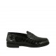 Woman's loafer in black printed patent leather heel 2
