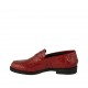 Woman's loafer in red printed patent leather with heel 2