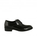 Scarpa stringata da donna modello derby in pelle abrasivata nera tacco 3