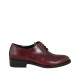 Chaussure derby à lacets pour femmes en cuir de couleur bordeaux talon 3 - Pointures disponibles:  34, 42, 43, 44, 45