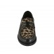 Woman's loafer in beige spotted and black leather heel 2 - Available sizes:  33, 34, 43