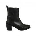 Bottines pour femmes avec fermeture éclair et bout golf en cuir noir talon 6