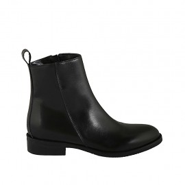 Bottines pour femmes avec fermeture éclair en cuir noir talon 3 - Pointures disponibles:  34, 42, 43, 44, 46