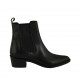 Bottines texanes à bout pointu pour femmes avec elastiques en cuir noir talon 4 - Pointures disponibles:  32, 33, 42, 43, 44, 45, 46