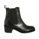 Woman's ankle boot in black leather with elastic bands heel 5
