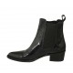 Bottines texanes à bout pointu pour femmes avec élastiques en cuir verni imprimé bleu talon 4 - Pointures disponibles:  33, 34, 42, 45